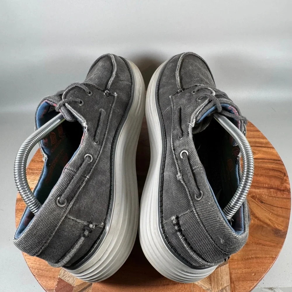 Skechers Mens Classic Fit 65908 Black Canvas Boat Shoes Size 10 Air Cooled MF